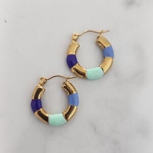 Enamel Coated Stainless Steel Gold Plated Hoop Earrings